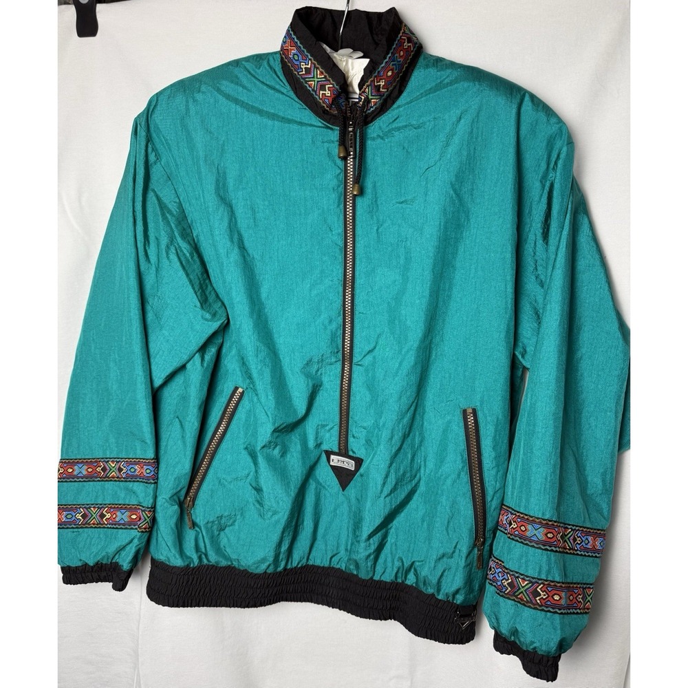 Vintage Y2K  Fera Ladie Skiwear Jacket Size 8 Nylon  Teal 80's Aztec Grandmacore